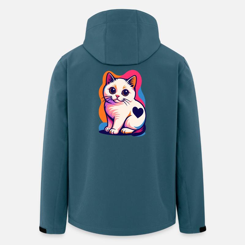 Bunte Katze mit Herz-Akzent - Recycelte Männer Softshell-Jacke von Stanley/Stella - Dunkles Petrol