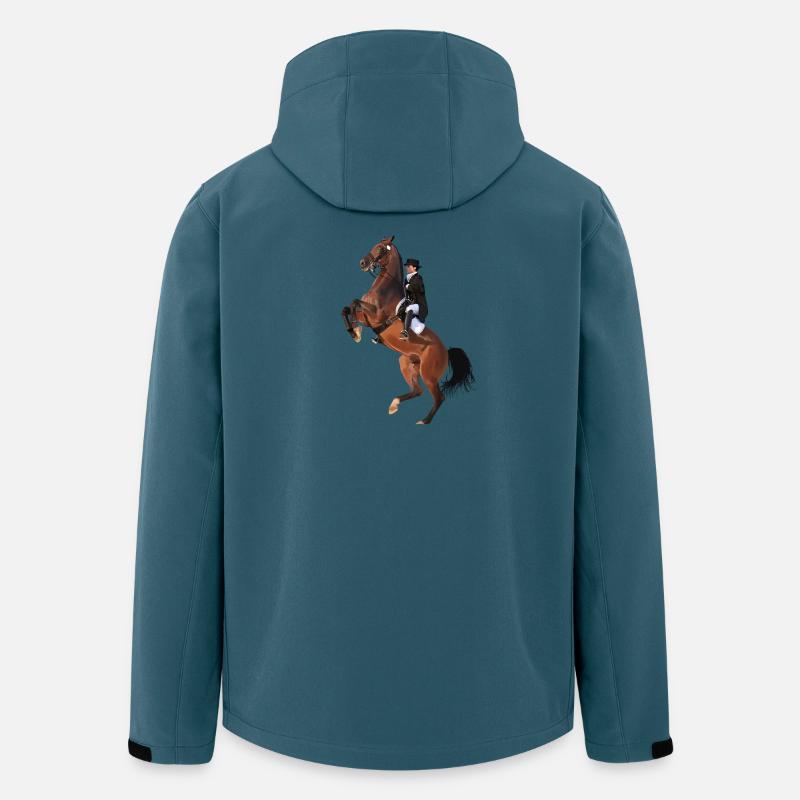 Cavalier élégant sur cheval cabré - Veste softshell homme en polyester recyclé Stanley/Stella - bleu pétrole foncé