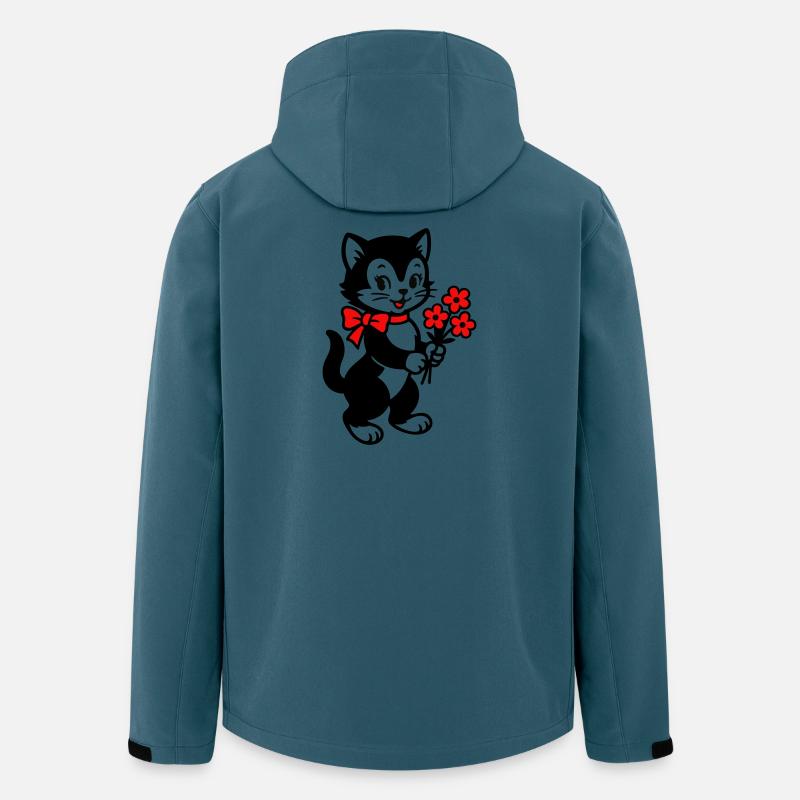 Chat noir avec ruban rouge - Veste softshell homme en polyester recyclé Stanley/Stella - bleu pétrole foncé
