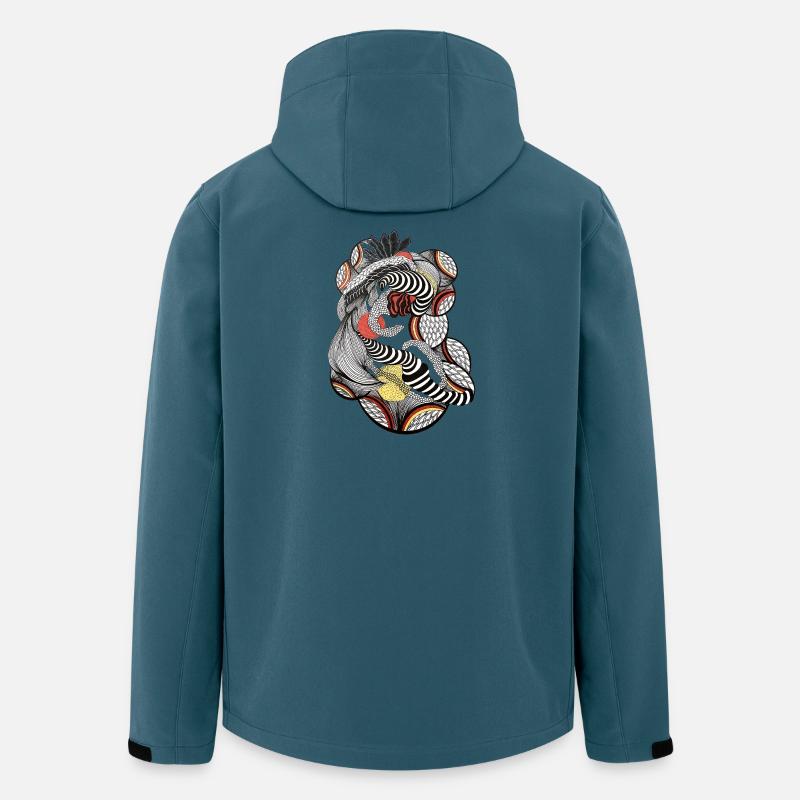Verschlungene Linienkunst - Recycelte Männer Softshell-Jacke von Stanley/Stella - Dunkles Petrol