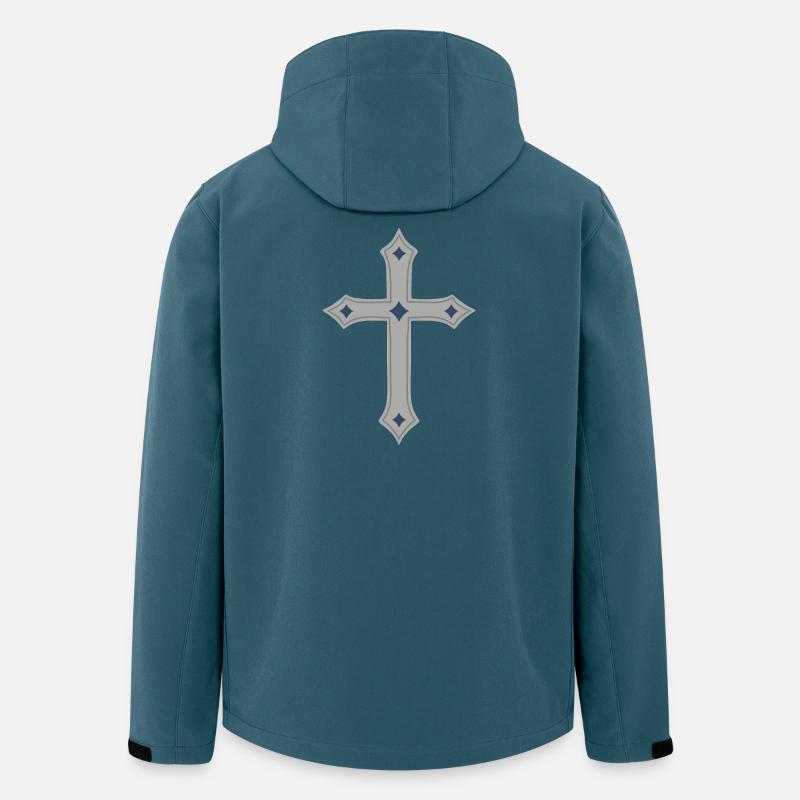 Graues Kreuz mit Indigo-Diamanten - Recycelte Männer Softshell-Jacke von Stanley/Stella - Dunkles Petrol