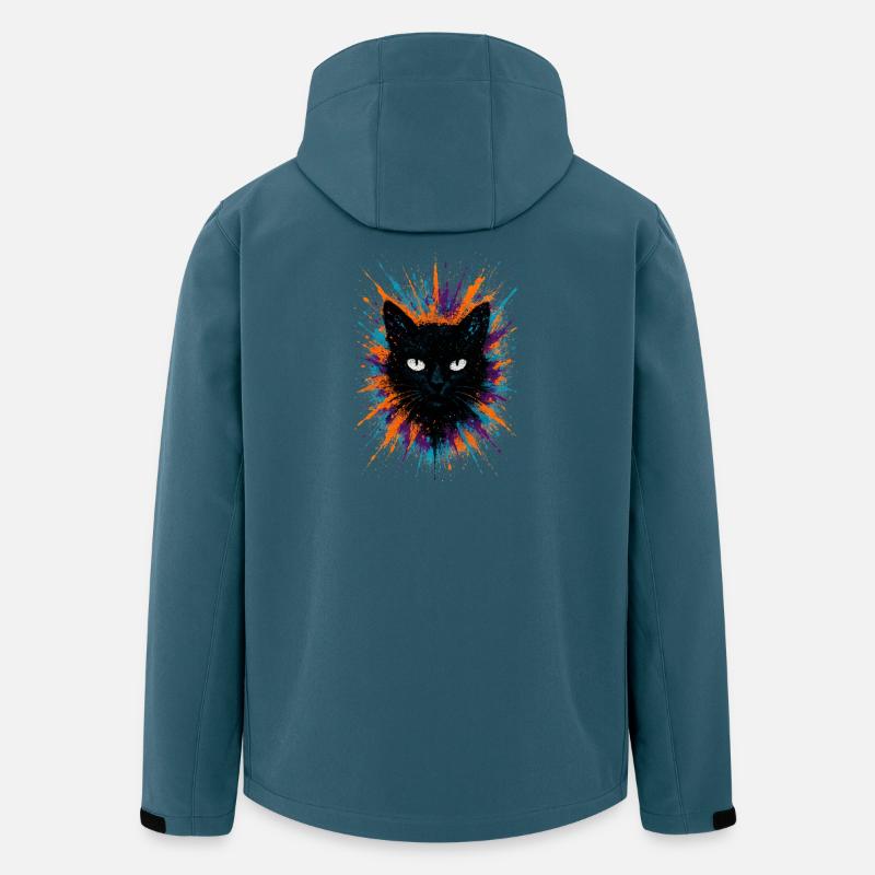 Schwarze Katze Aquarell-Splash-Kunst - Recycelte Männer Softshell-Jacke von Stanley/Stella - Dunkles Petrol