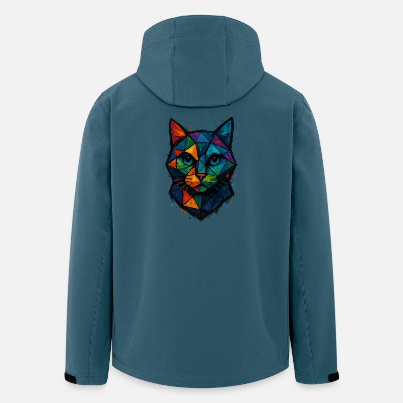 Cat Low Poly – geometrisches Mesh-Polygon-Kunstdesign - Recycelte Männer Softshell-Jacke von Stanley/Stella - Dunkles Petrol