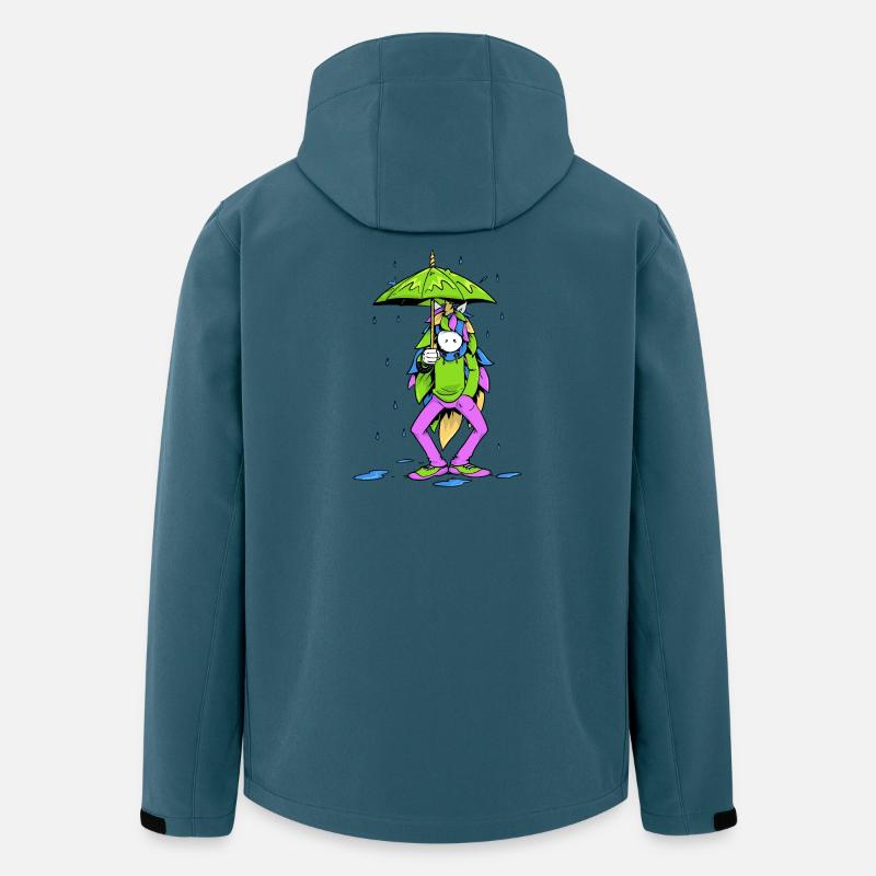 Urban enhörning i regnet - Softshelljacka herr i återvunnen polyester Stanley/Stella - mörk petrol