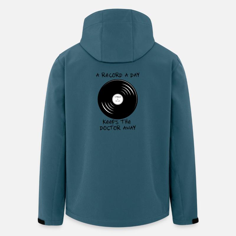 a record a day keeps the doctor away 33 1/3 sketch - Recycelte Männer Softshell-Jacke von Stanley/Stella - Dunkles Petrol