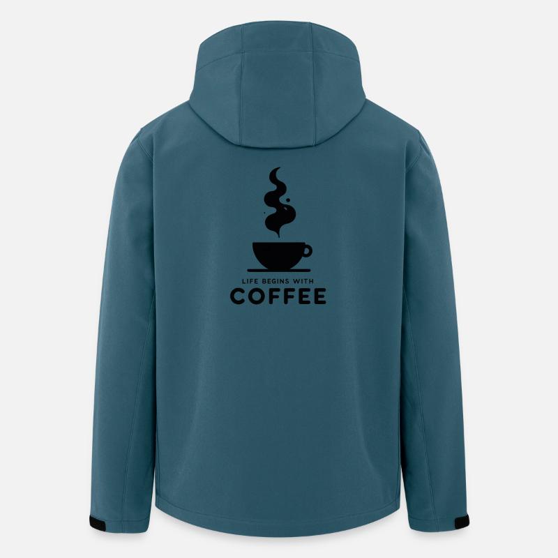 Kaffeebeginn: Leben beginnt - Recycelte Männer Softshell-Jacke von Stanley/Stella - Dunkles Petrol