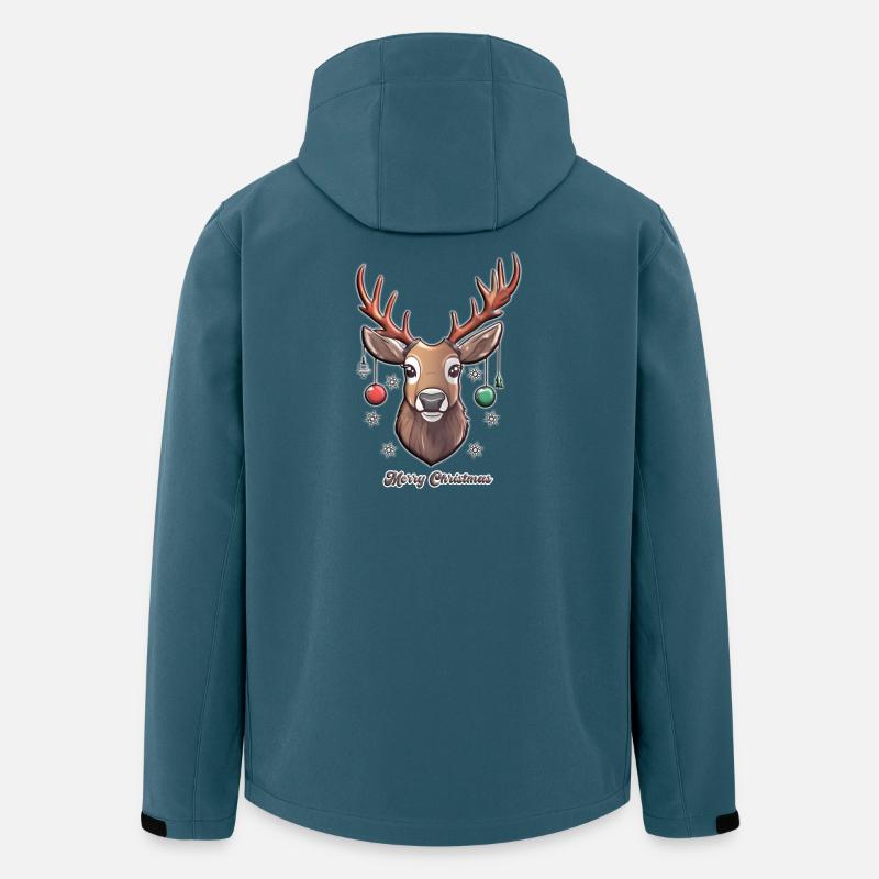 Cerf mignon dans le style Joyeux Noël - Veste softshell homme en polyester recyclé Stanley/Stella - bleu pétrole foncé