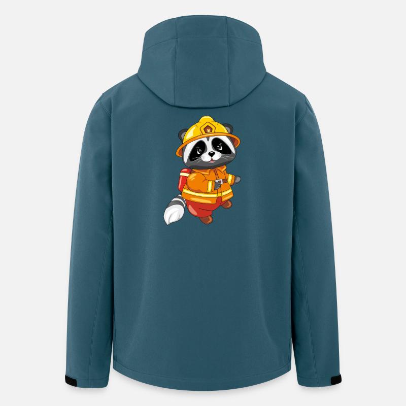 Süßer Waschbär ist Feuerwehrmann - Recycelte Männer Softshell-Jacke von Stanley/Stella - Dunkles Petrol
