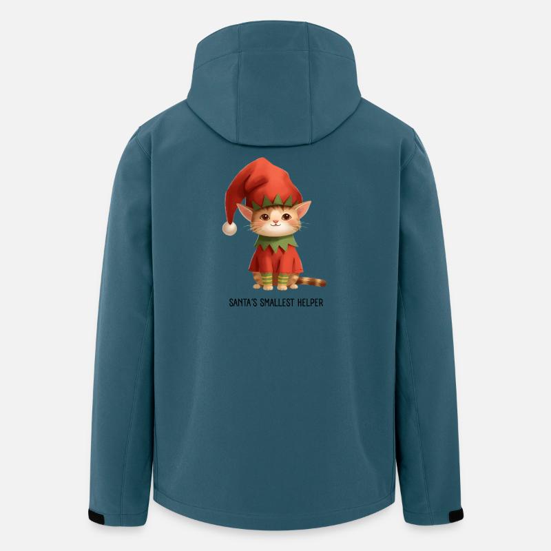 Verspielter Weihnachtskätzchen-Print - Recycelte Männer Softshell-Jacke von Stanley/Stella - Dunkles Petrol