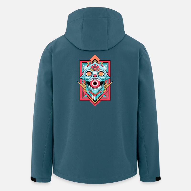 Lebendiges animistisches Katzensymbol-Design - Recycelte Männer Softshell-Jacke von Stanley/Stella - Dunkles Petrol
