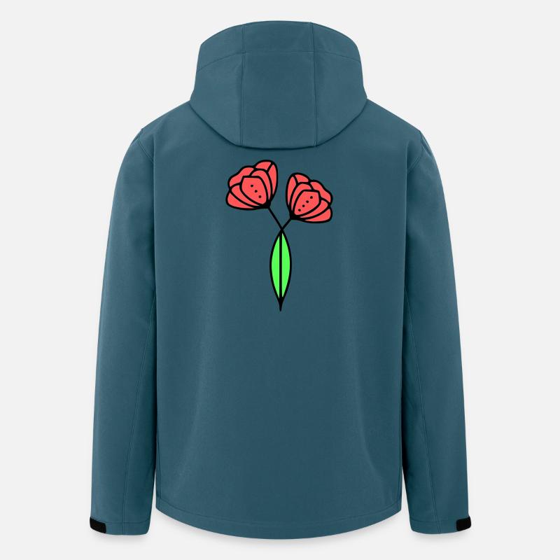 mohnblume-mohnblumen-minimalistisch-line-art-6 - Recycelte Männer Softshell-Jacke von Stanley/Stella - Dunkles Petrol