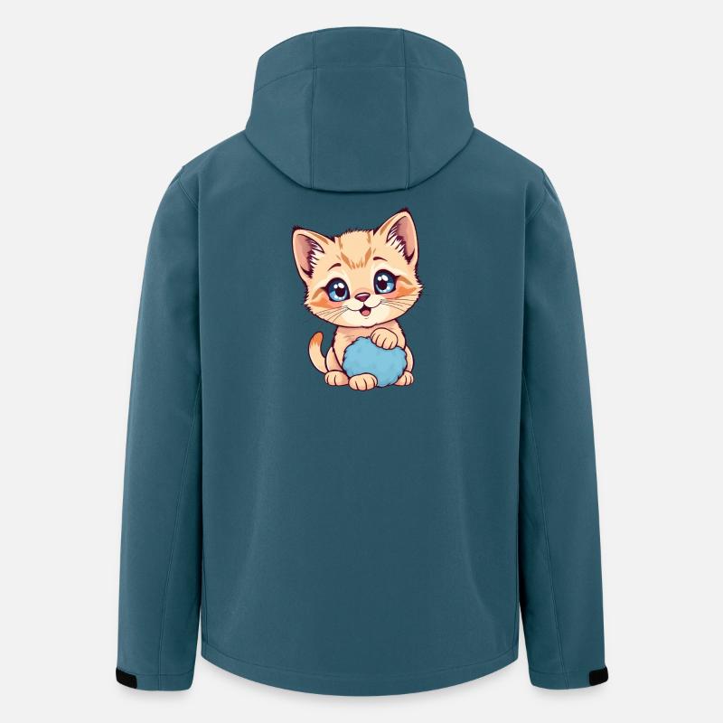 Kätzchen mit blauem Flauschball - Recycelte Männer Softshell-Jacke von Stanley/Stella - Dunkles Petrol