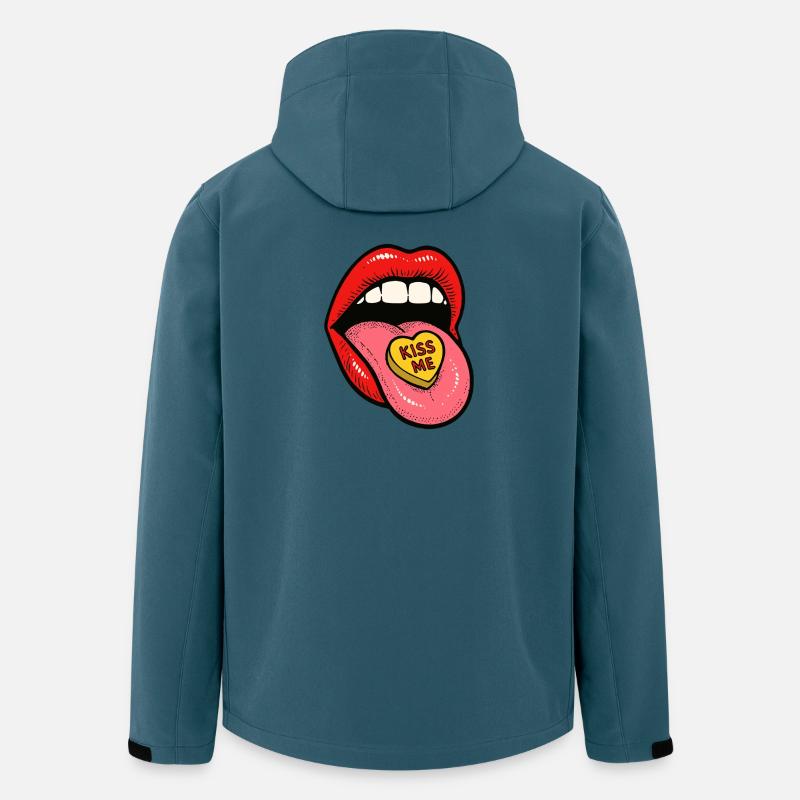 Red Lips Zungen-Süßigkeiten-Liebe - Recycelte Männer Softshell-Jacke von Stanley/Stella - Dunkles Petrol
