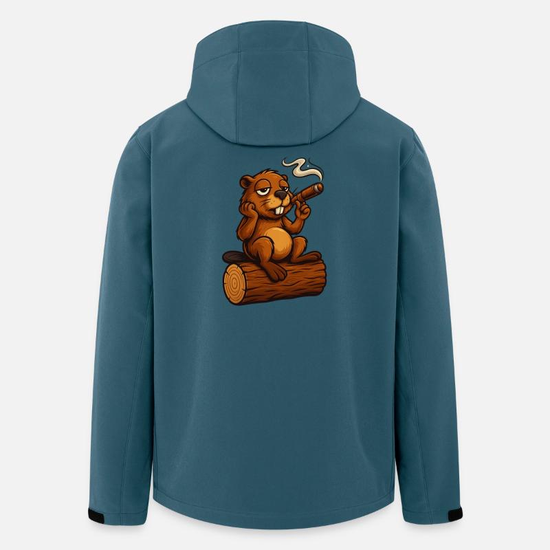 Castor refroidi avec un cigare - Veste softshell homme en polyester recyclé Stanley/Stella - bleu pétrole foncé