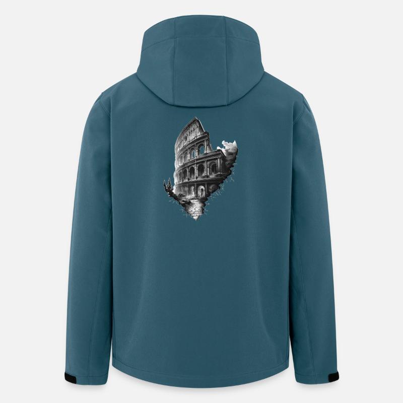 Colisée noir et blanc éthéré - Veste softshell homme en polyester recyclé Stanley/Stella - bleu pétrole foncé