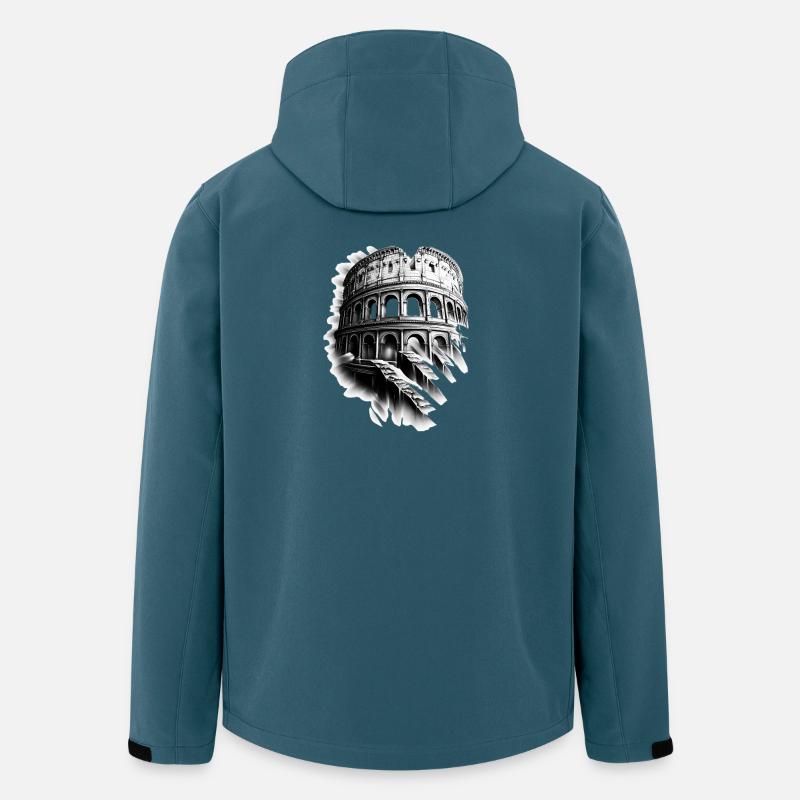 Graviertes Kolosseum und spektrale Treppe - Recycelte Männer Softshell-Jacke von Stanley/Stella - Dunkles Petrol