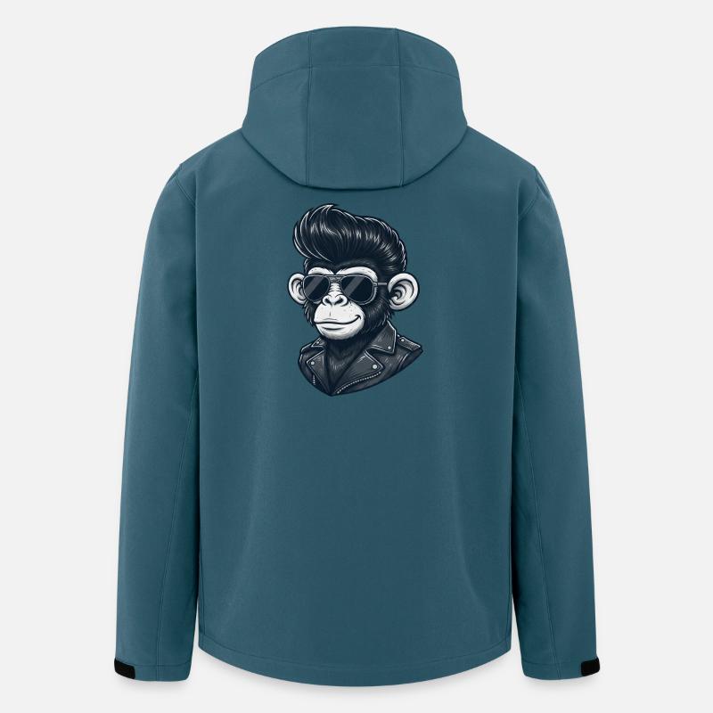 Cool Monkey Chimpanzee Sunglasses Rock and Roll - Stanley/Stella herre softshelljakke i genanvendt polyester - mørk petrol