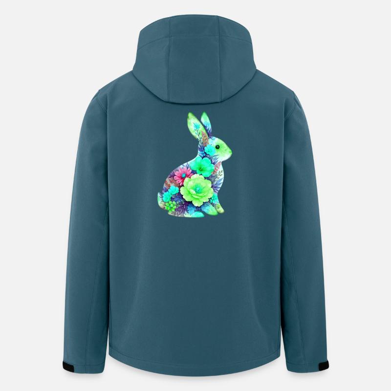 Hase Wasserfarben Blumen Ostern - Recycelte Männer Softshell-Jacke von Stanley/Stella - Dunkles Petrol