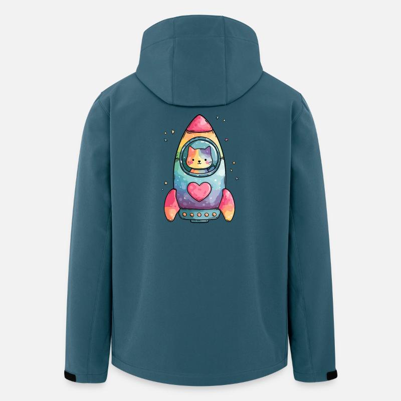 Rainbow Rocket Cat Heart - Men’s Recycled Softshell Jacket by Stanley/Stella - stargazer