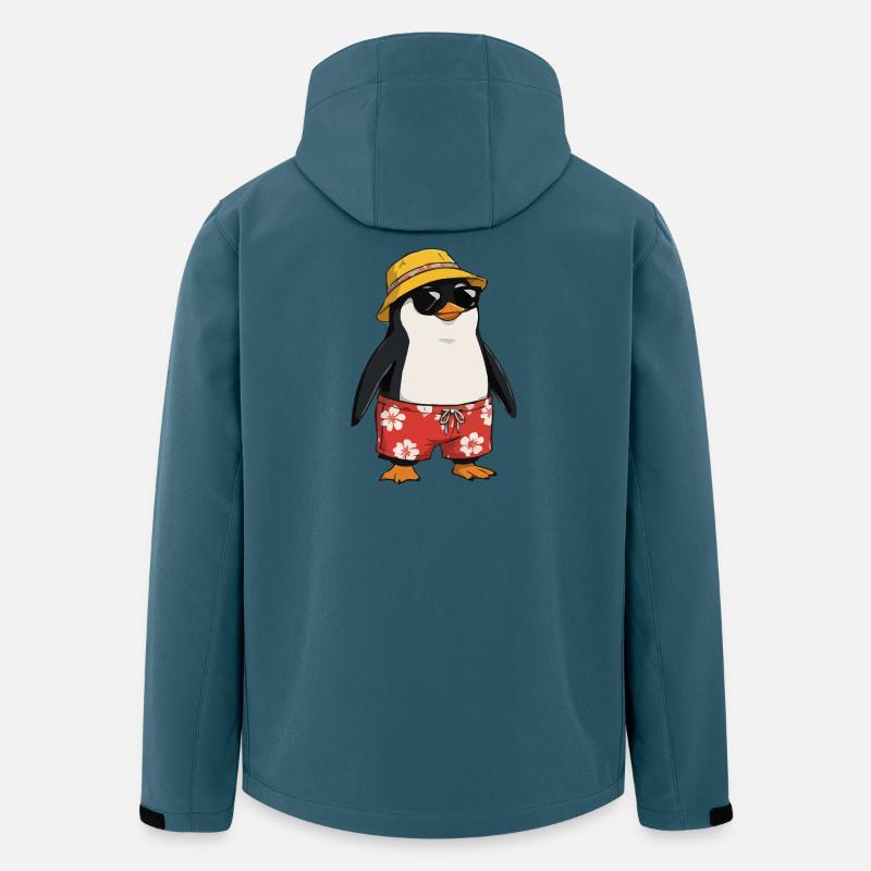 Strand-Pinguin Hawaii-Look - Recycelte Männer Softshell-Jacke von Stanley/Stella - Dunkles Petrol