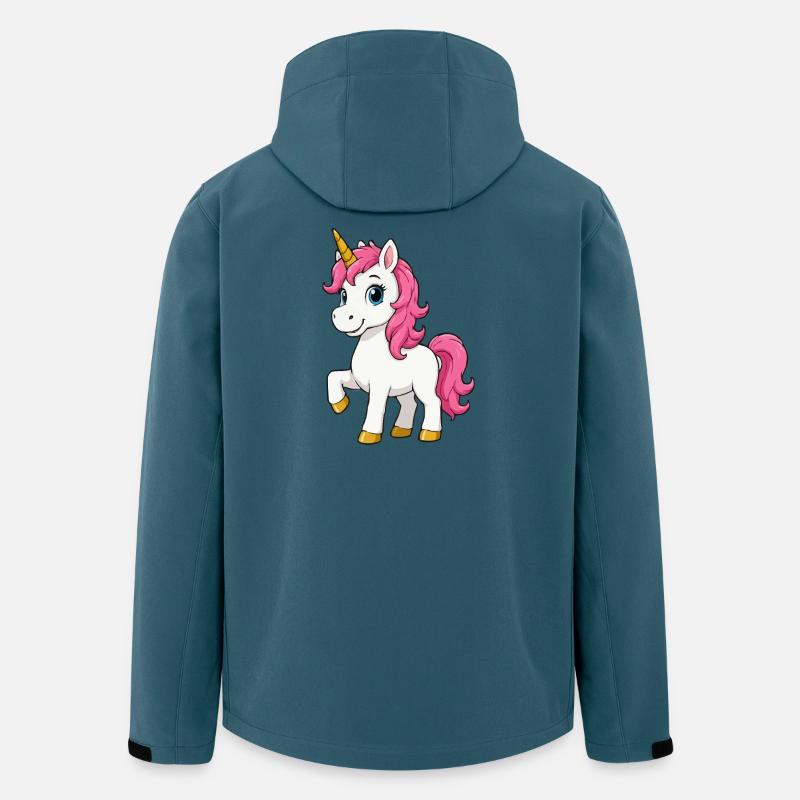 Rosa Einhorn mit Pinker Mähne - Recycelte Männer Softshell-Jacke von Stanley/Stella - Dunkles Petrol