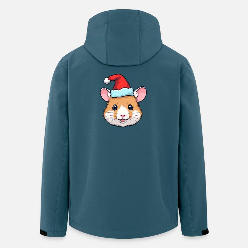Weihnachts-Hamster mit Santa-Hut - Recycelte Männer Softshell-Jacke von Stanley/Stella - Dunkles Petrol