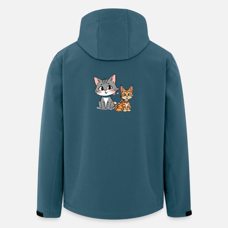Illustration de copain de chat ludique - Veste softshell homme en polyester recyclé Stanley/Stella - bleu pétrole foncé