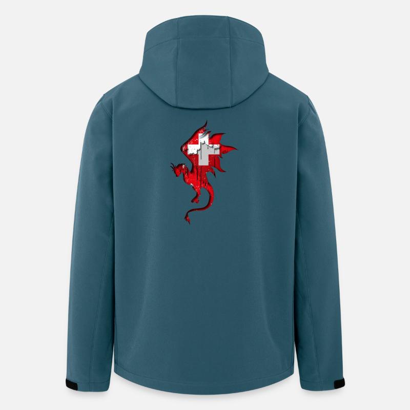 Flagge der Schweiz - Schweiz - Drachensilhouette - Recycelte Männer Softshell-Jacke von Stanley/Stella - Dunkles Petrol