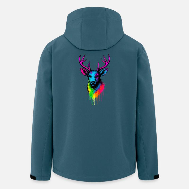 Éclaboussure de néon de cerf arc-en-ciel - Veste softshell homme en polyester recyclé Stanley/Stella - bleu pétrole foncé