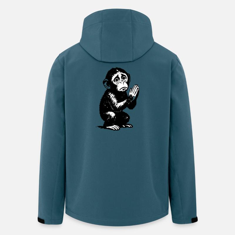 Praying Monkey Black and White Illustration - Men’s Recycled Softshell Jacket by Stanley/Stella - stargazer