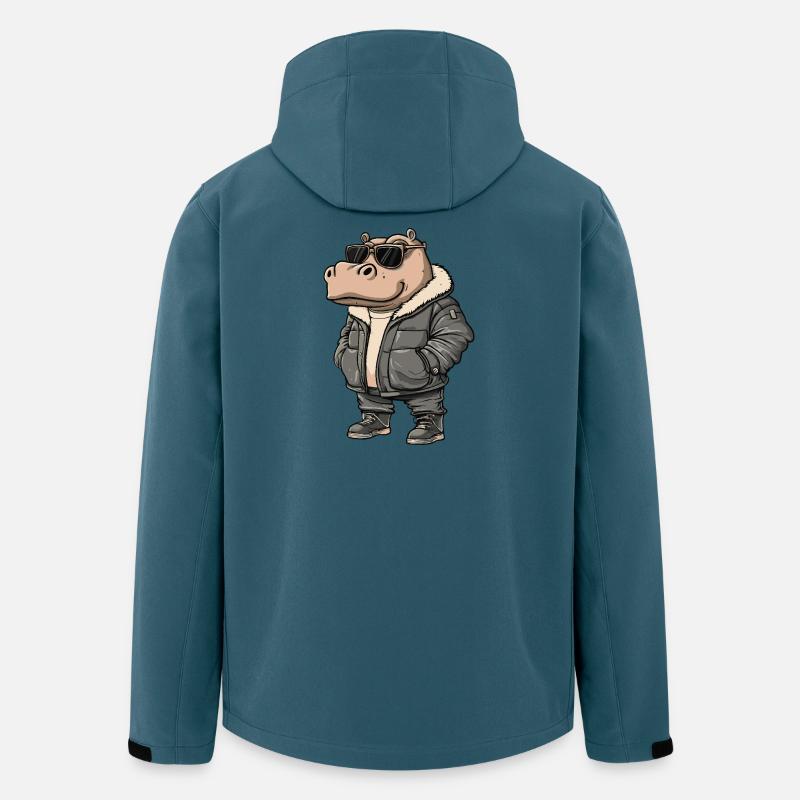 Nilpferd Cool Winter - Recycelte Männer Softshell-Jacke von Stanley/Stella - Dunkles Petrol