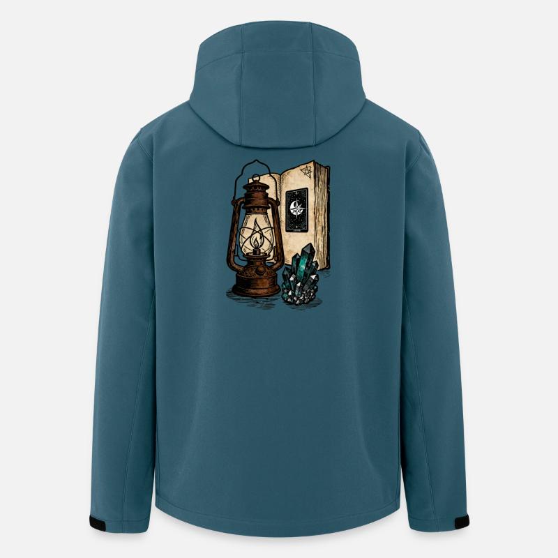 Laterne, Buch und Kristalle - Recycelte Männer Softshell-Jacke von Stanley/Stella - Dunkles Petrol