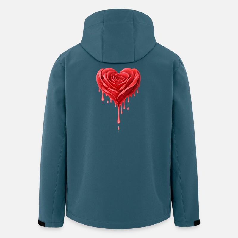 Rote Rose in Herzform Illustration - Recycelte Männer Softshell-Jacke von Stanley/Stella - Dunkles Petrol