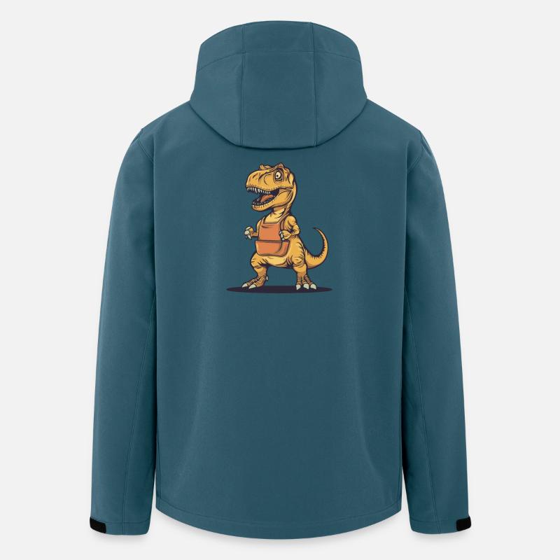 Humorvoller Dinosaurier mit Schürze - Recycelte Männer Softshell-Jacke von Stanley/Stella - Dunkles Petrol