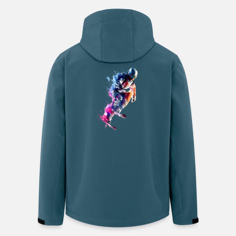 Farbexplosion Snowboarder Sprung - Recycelte Männer Softshell-Jacke von Stanley/Stella - Dunkles Petrol