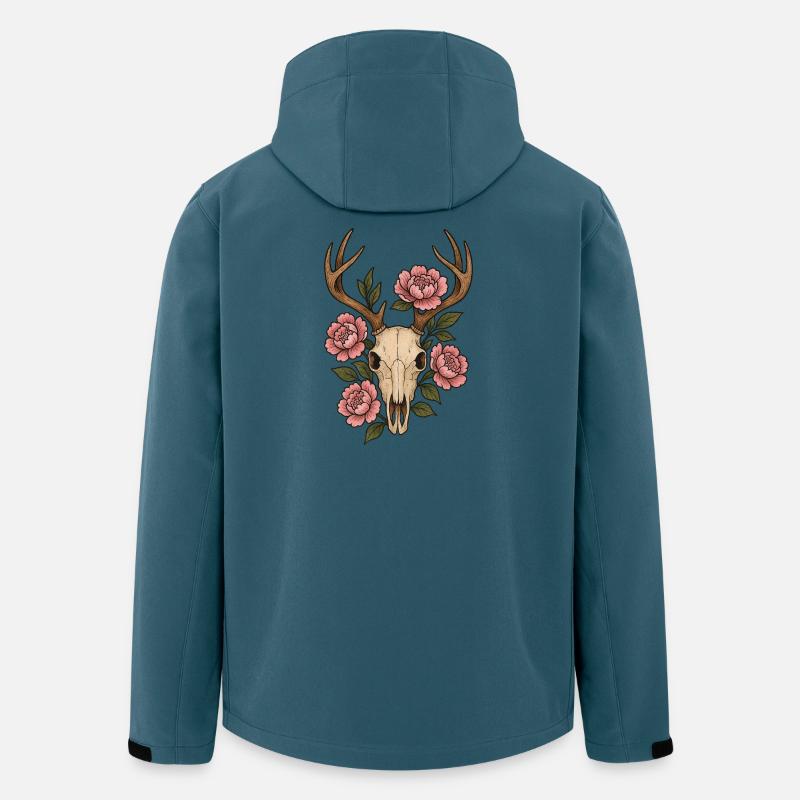 Pfingstrosenschädel-Hirsch-Emblem - Recycelte Männer Softshell-Jacke von Stanley/Stella - Dunkles Petrol