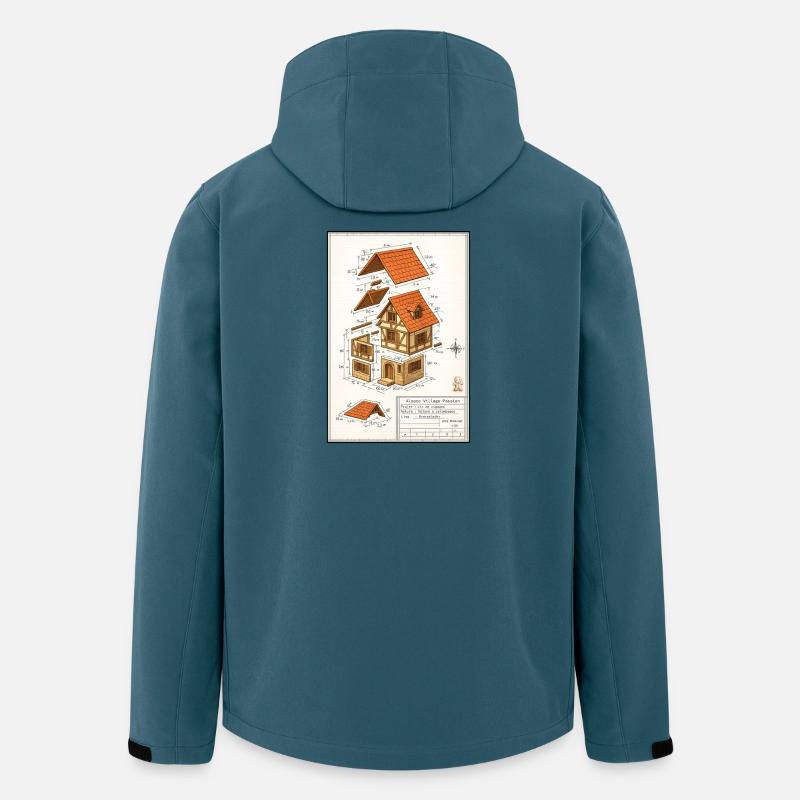 Maison colombages Alsacienne plan architecte  - Veste softshell homme en polyester recyclé Stanley/Stella - bleu pétrole foncé