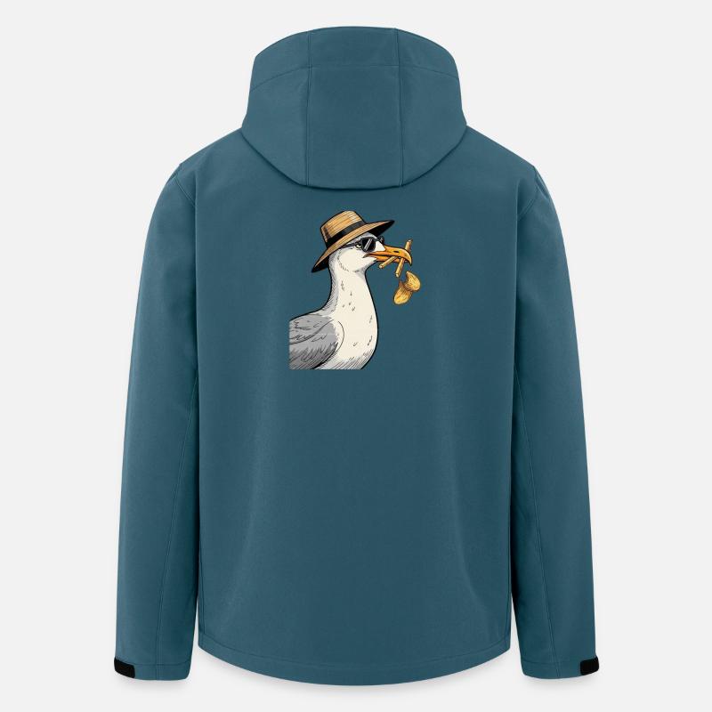 Karikaturer Seemöwe mit Sommerhut - Recycelte Männer Softshell-Jacke von Stanley/Stella - Dunkles Petrol