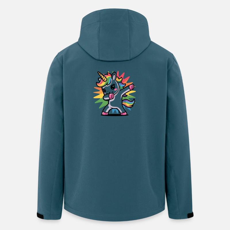 Buntes Einhorn mit Regenbogen-Mähne - Recycelte Männer Softshell-Jacke von Stanley/Stella - Dunkles Petrol