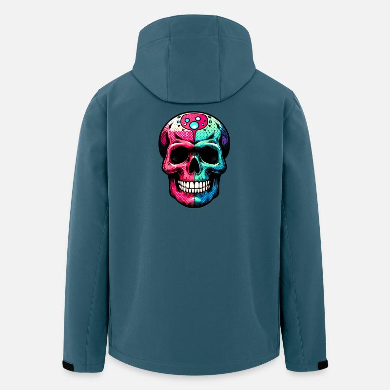Neon-Totenkopf mit Psychedelic-Muster - Recycelte Männer Softshell-Jacke von Stanley/Stella - Dunkles Petrol