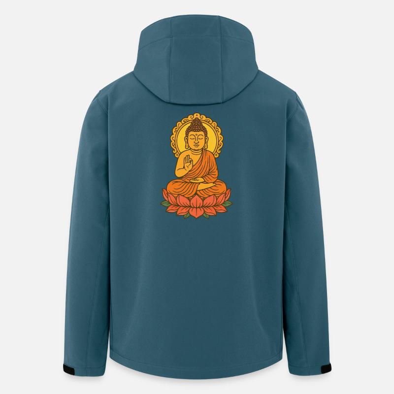 Meditatives Buddha-auf-Lotus-Design - Recycelte Männer Softshell-Jacke von Stanley/Stella - Dunkles Petrol