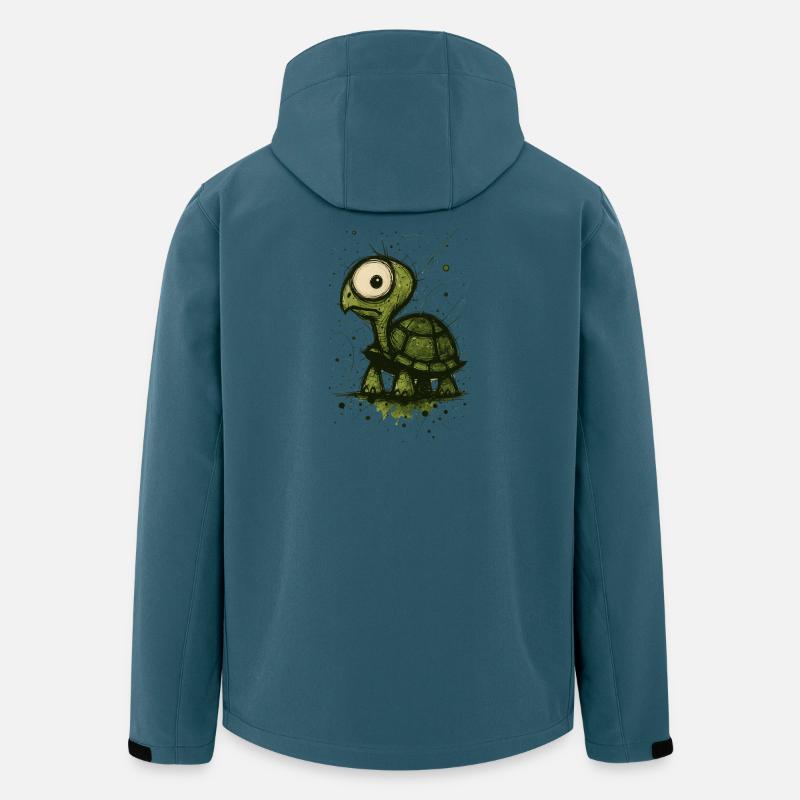 Lustige Schildkröte mit großen Augen – Comic Splash - Recycelte Männer Softshell-Jacke von Stanley/Stella - Dunkles Petrol