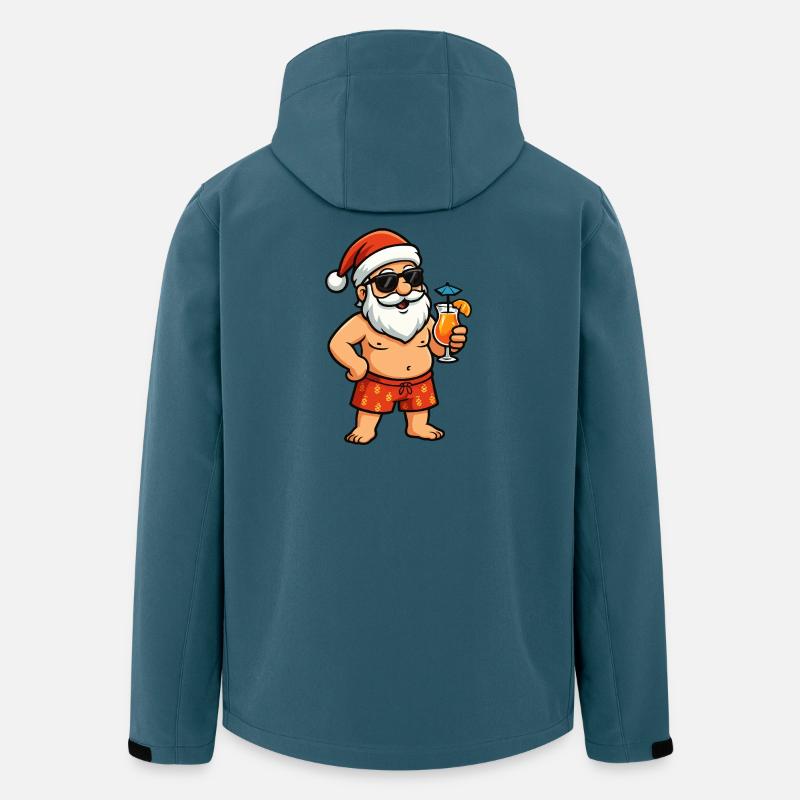 Cocktail Père Noël sur la plage - Veste softshell homme en polyester recyclé Stanley/Stella - bleu pétrole foncé