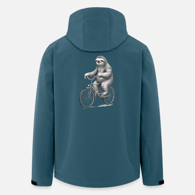 Sloth Cyclist Retro Illustration - Men’s Recycled Softshell Jacket by Stanley/Stella - stargazer