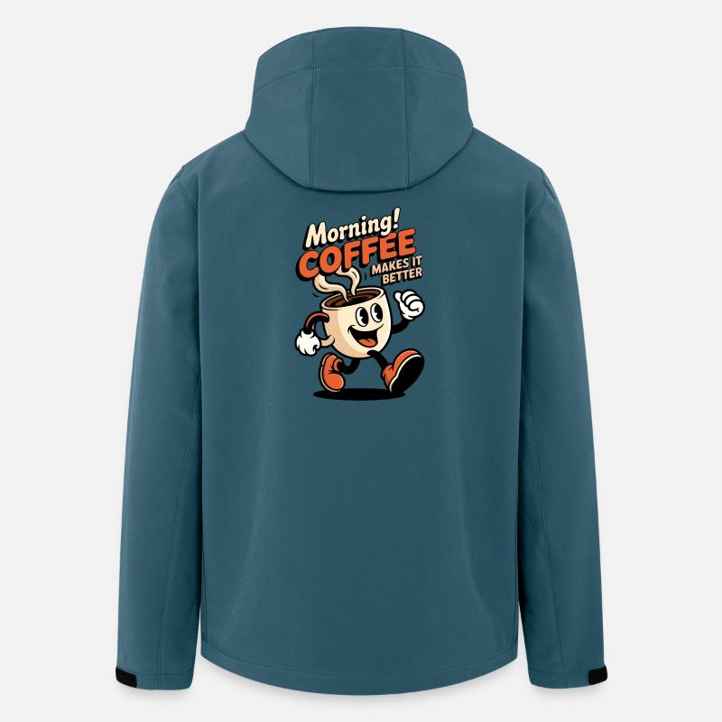 Morgenkaffee Macht Besser - Recycelte Männer Softshell-Jacke von Stanley/Stella - Dunkles Petrol