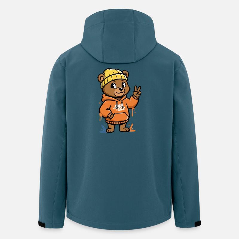 Kleiner Bär Hoodie Peacezeichen - Recycelte Männer Softshell-Jacke von Stanley/Stella - Dunkles Petrol