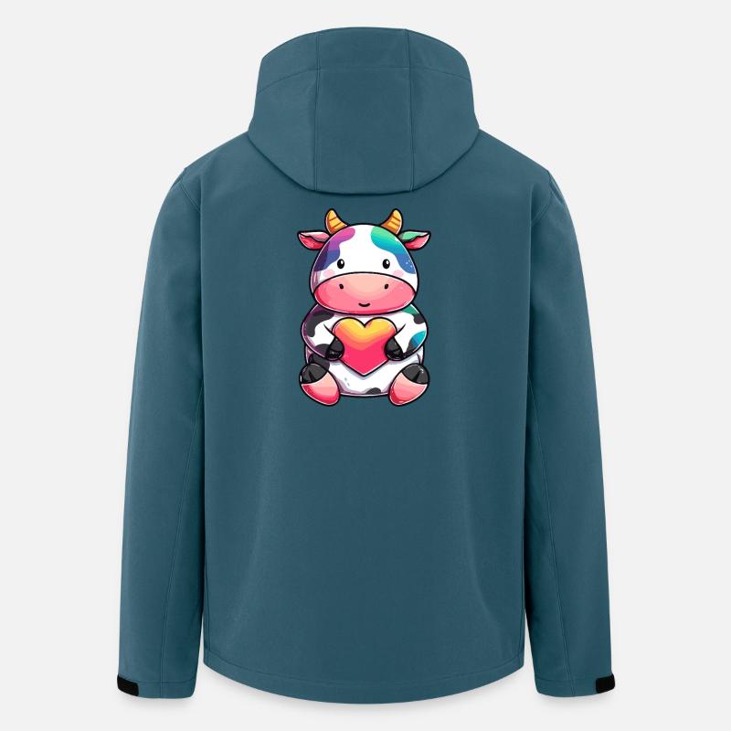 Bunte Kuh mit Herz - Recycelte Männer Softshell-Jacke von Stanley/Stella - Dunkles Petrol