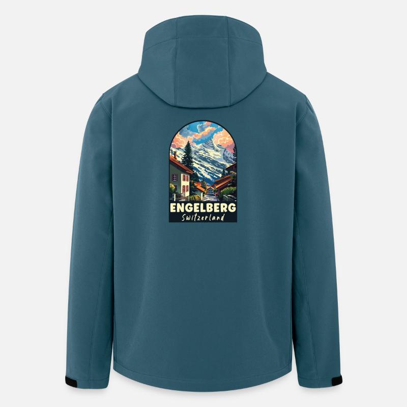 Explorez l’Alpine Engelberg en Suisse - Veste softshell homme en polyester recyclé Stanley/Stella - bleu pétrole foncé