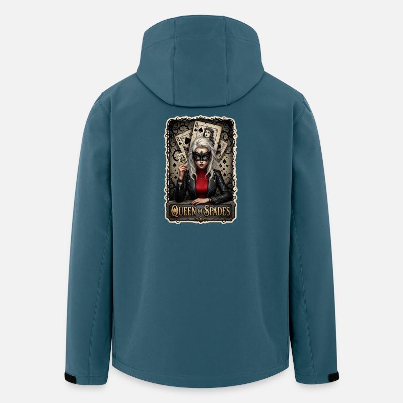 Dame de pique : Thème du poker - Veste softshell homme en polyester recyclé Stanley/Stella - bleu pétrole foncé