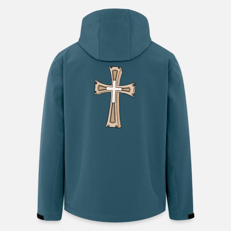 Écusson en forme de croix ornée - Veste softshell homme en polyester recyclé Stanley/Stella - bleu pétrole foncé